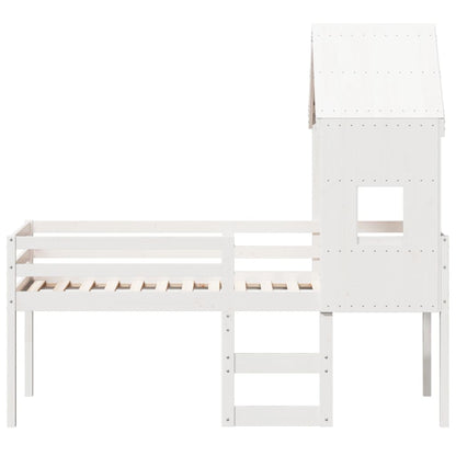 Letto alto con tetto 75x190 cm in legno di pino solido
