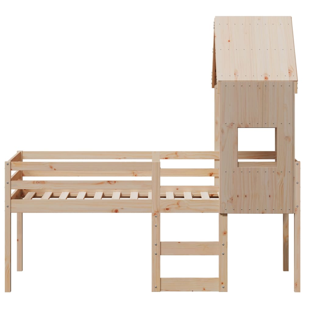 Letto alto con tetto 75x190 cm in legno di pino solido