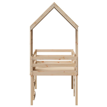 Letto alto con tetto 75x190 cm in legno di pino solido