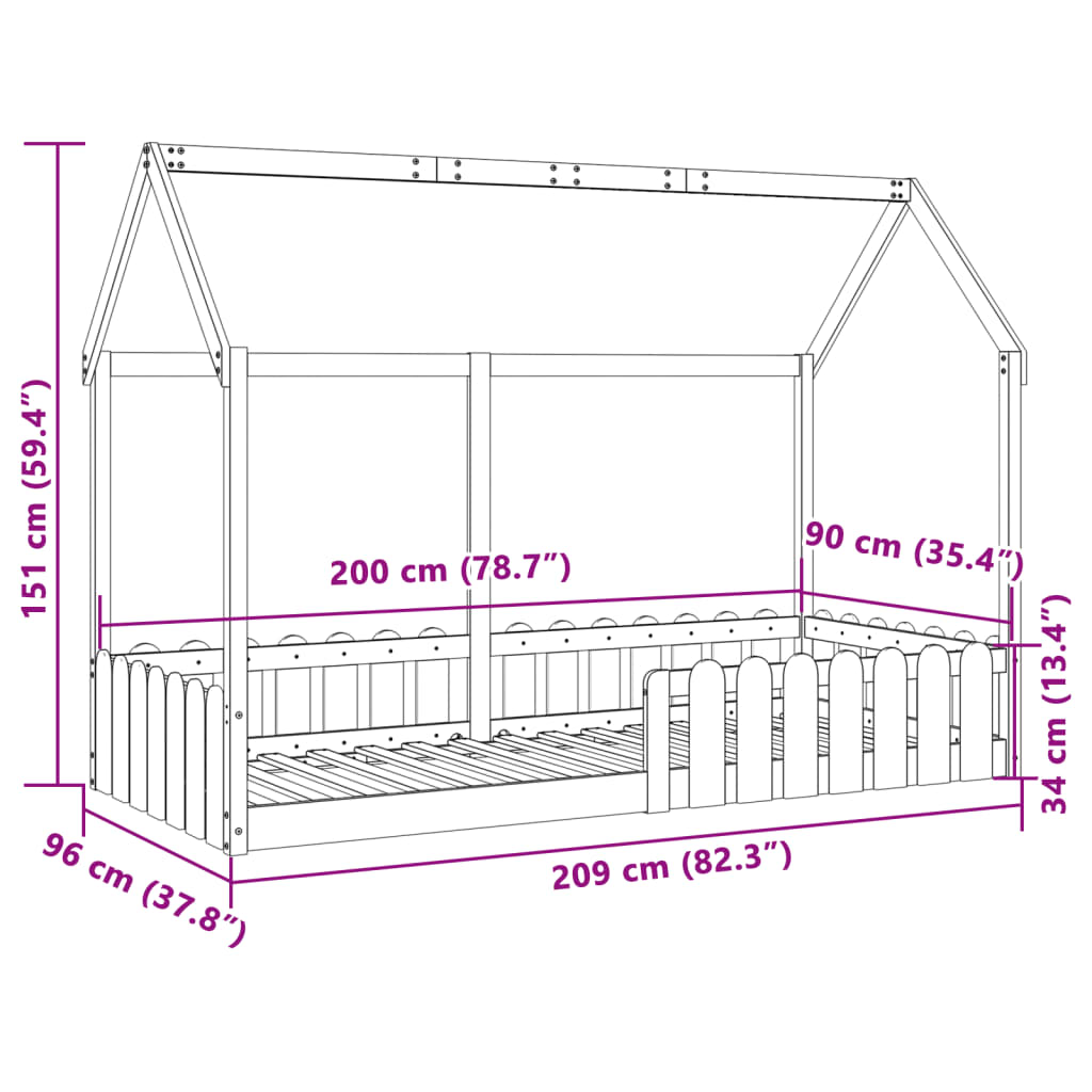 Farmetto del letto per bambini 70x140 cm in legno di pino solido