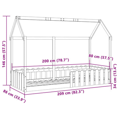 Farmetto del letto per bambini 70x140 cm in legno di pino solido