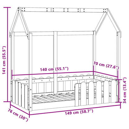 Farmetto del letto per bambini 70x140 cm in legno di pino solido