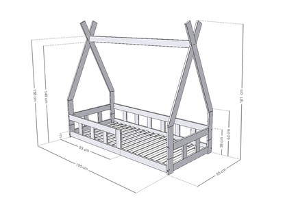 Lit tipi montessori évolutif en lit simple FENCE 6 en 1