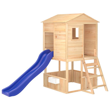 Structure de jeux d'extérieur Maisonnette avec toboggan pour enfant Pin massif