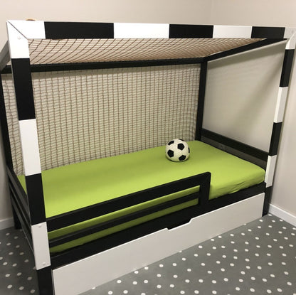 Capa de futebol de cama infantil com gaveta