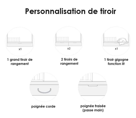 Choix de tiroir de lit Luna / Livio / Benny / Harry / Boho ou lit Foot