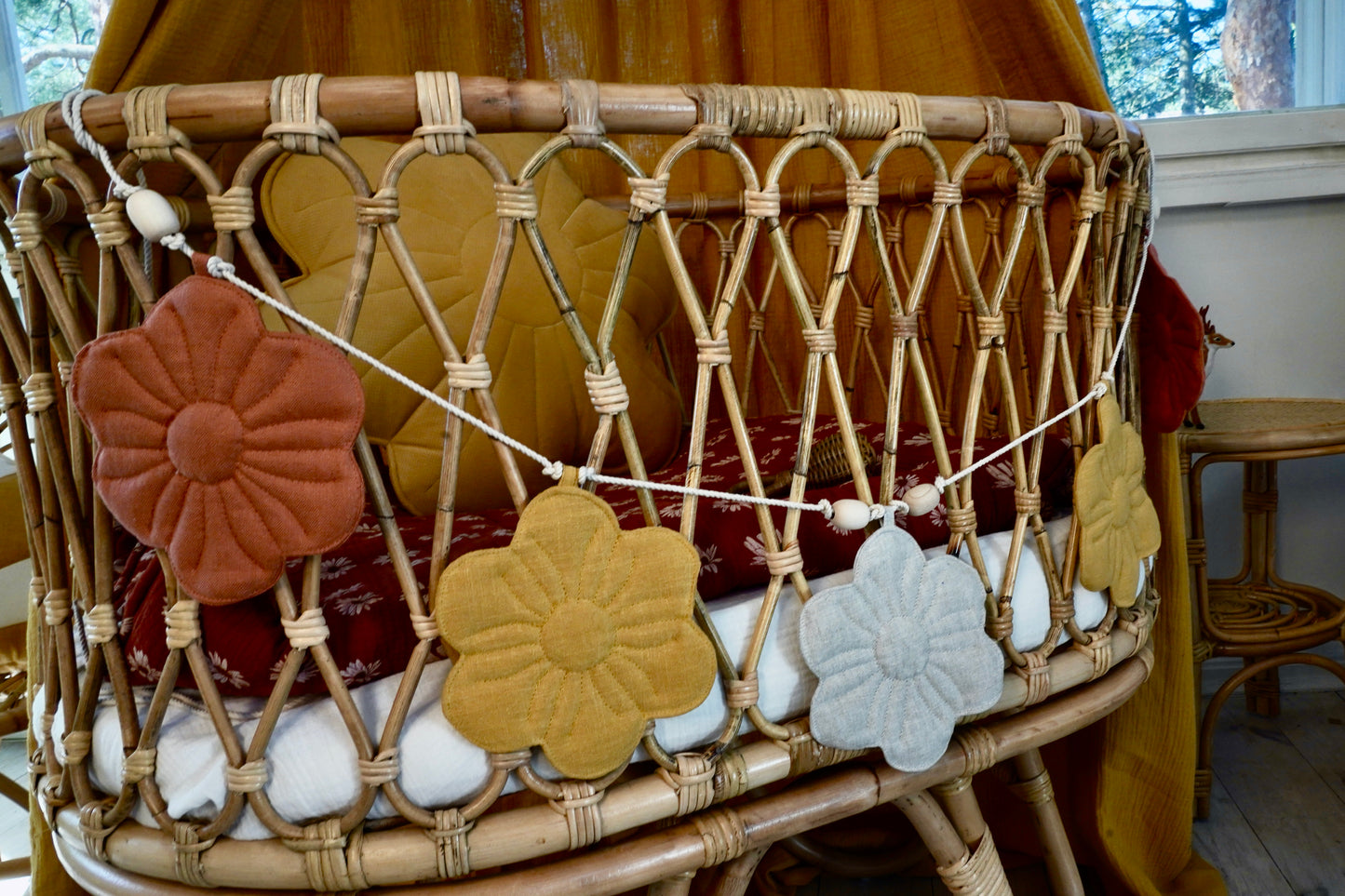 Decorative garland in linen flowers "Summer bouquet"