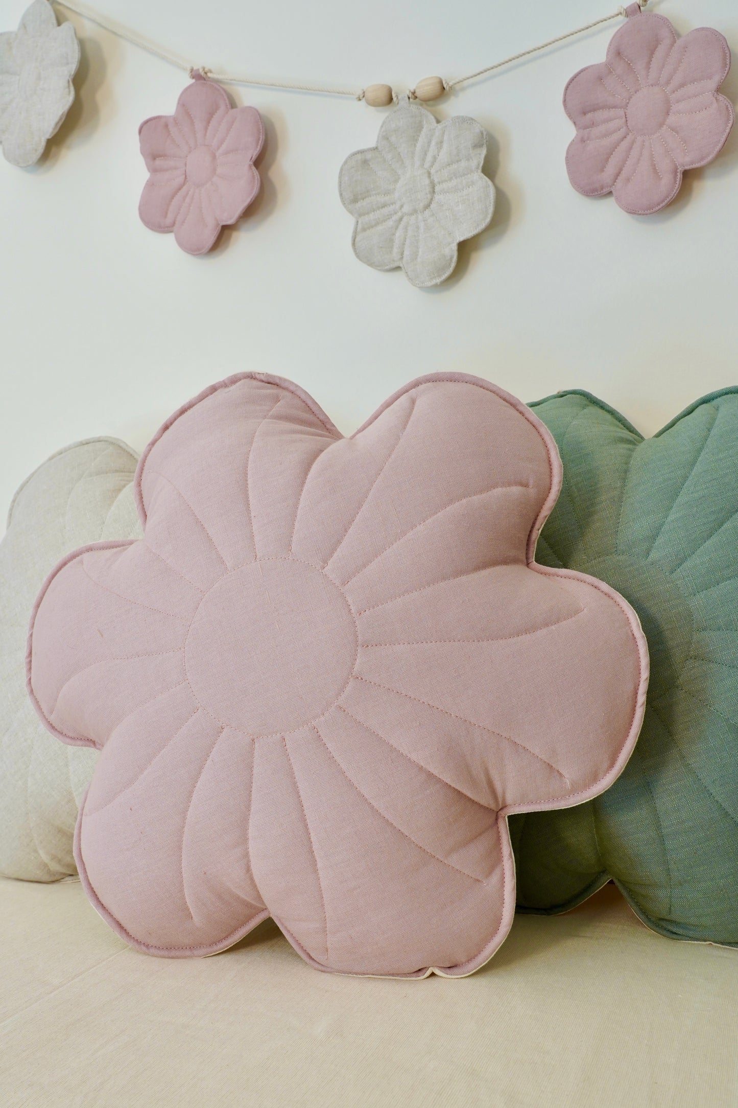 Guirlande décorative Fleurs en Lin "Sandy rose bouquet"