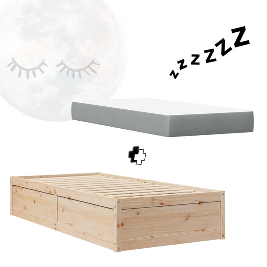 Pack lit et matelas PAQUITO 90x190cm