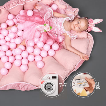 Flower tapis et piscine à balles set avec 100 balles rose et perle