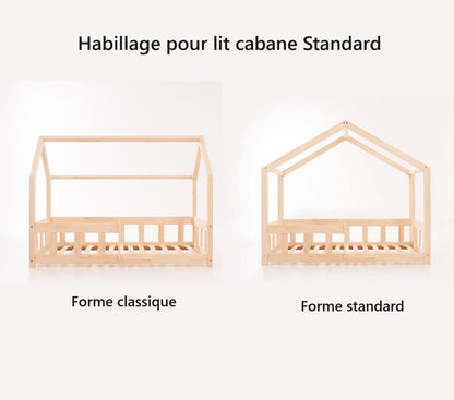 Habillage de toit avec voilage pour lit Cabane Standard