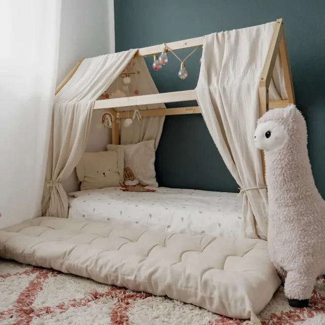Solid pine wood child bed frame 80x160 cm