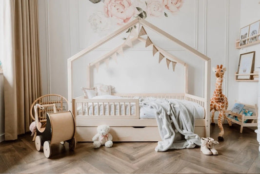 Cama luna de cabaña con cajón