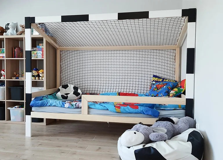 Capa de futebol de cama infantil com gaveta