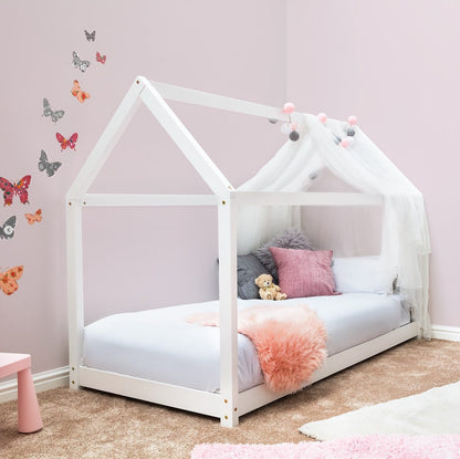 Cadre de lit d'enfant Blanc Bois de pin massif 90 x 200 cm