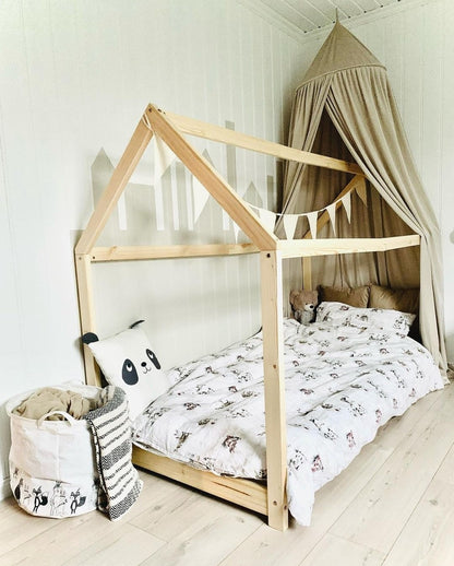 Solid pine wood child bed frame 80x160 cm