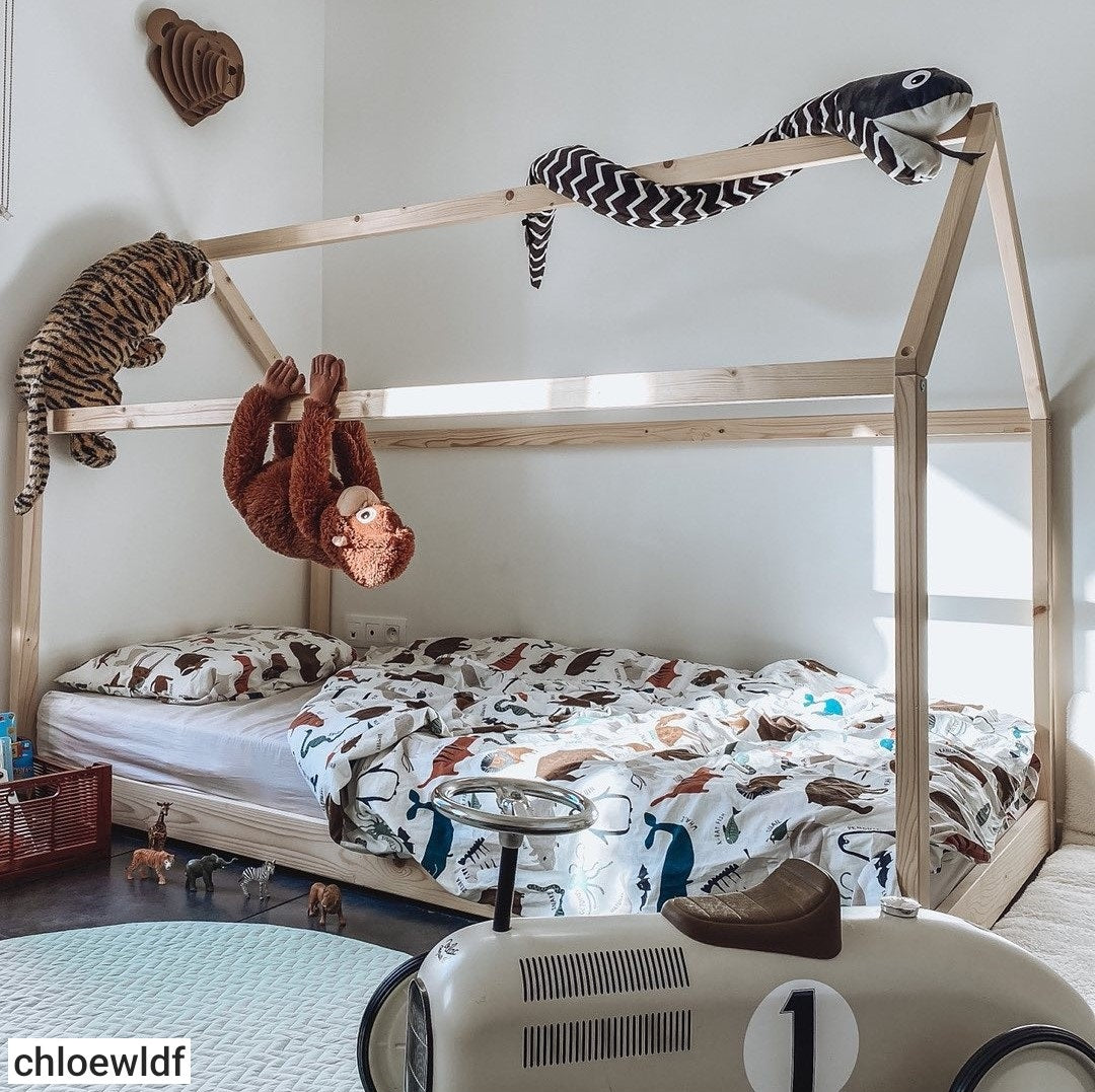 Solid pine wood child bed frame 80x160 cm