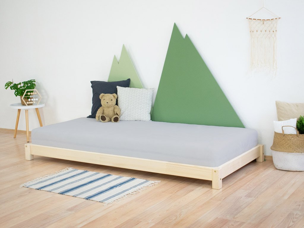 Cama infantil Montessori STUDY - madera maciza - gris - 90 x 190 cm