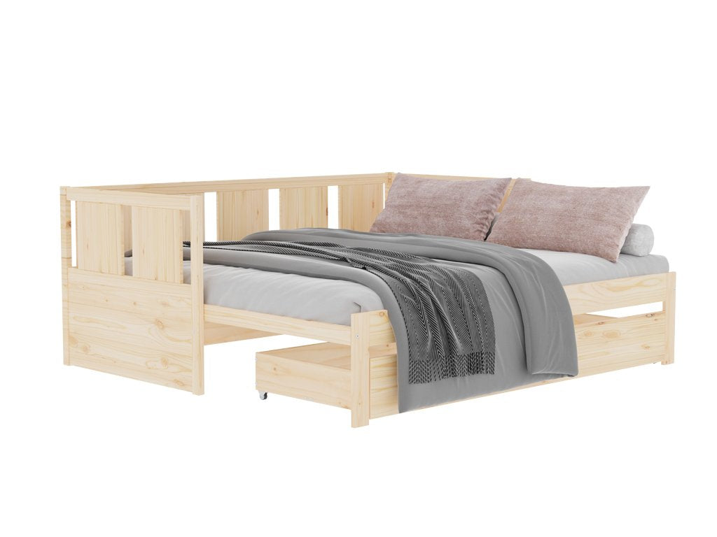 Children's bed with evolutionary fense drawer