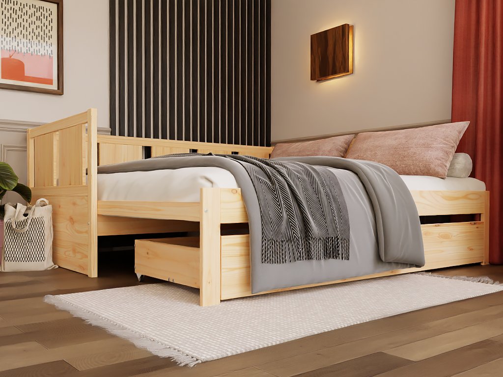 Children's bed with evolutionary fense drawer