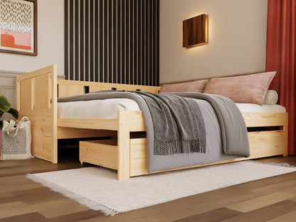 Children's bed with evolutionary fense drawer