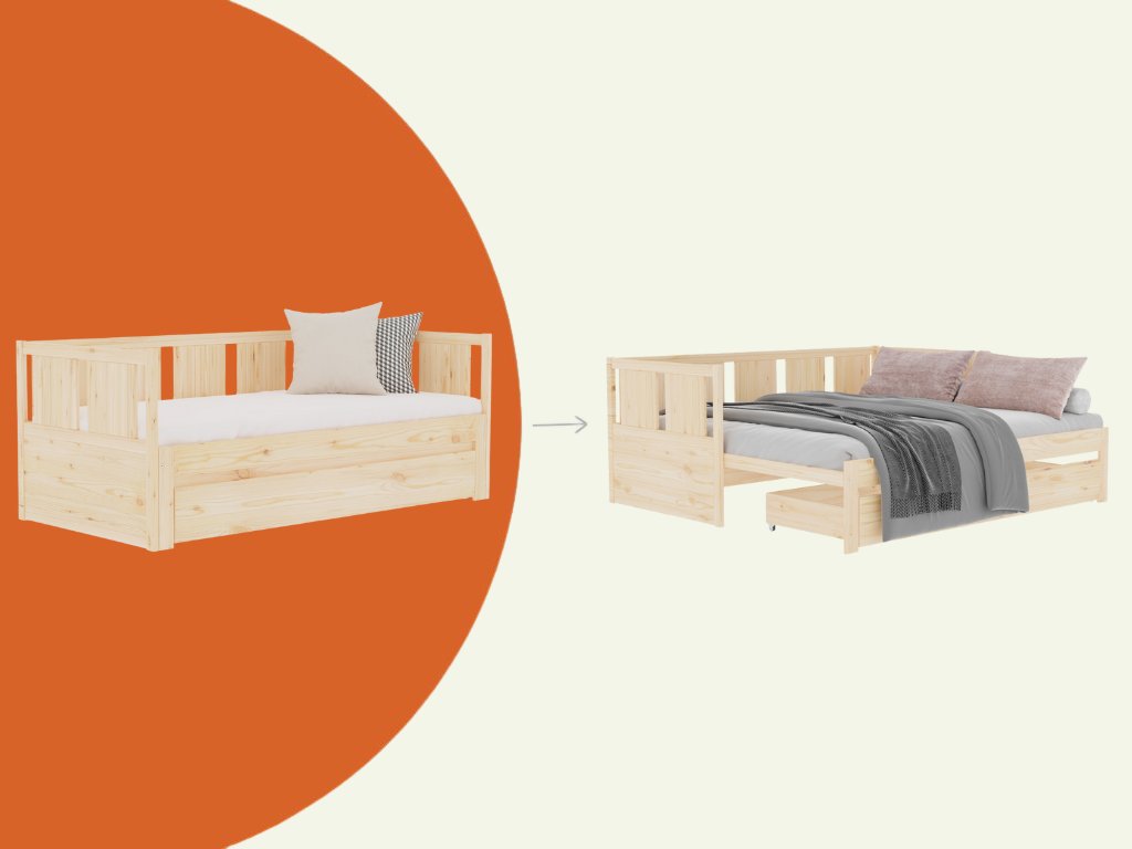 Children's bed with evolutionary fense drawer