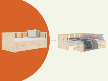 Children's bed with evolutionary fense drawer