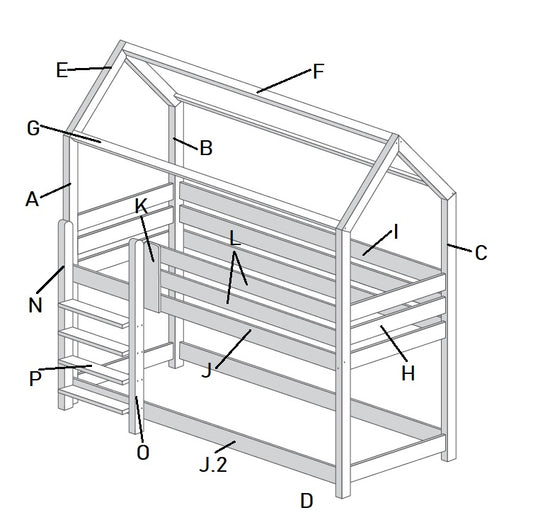 Kit pour transformer un lit Cabane Mia avec barrières en Lit Cabane mezzanine hauteur 55 ou 70cm