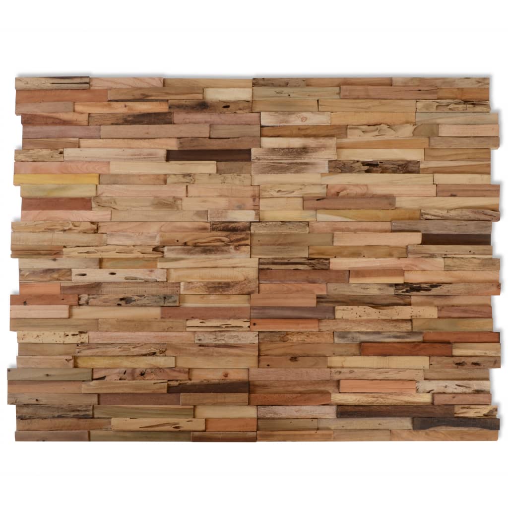 Pannelli di copertura murale da 10 pezzi in teak riciclato