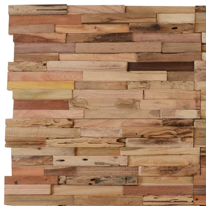 Pannelli di copertura murale da 10 pezzi in teak riciclato
