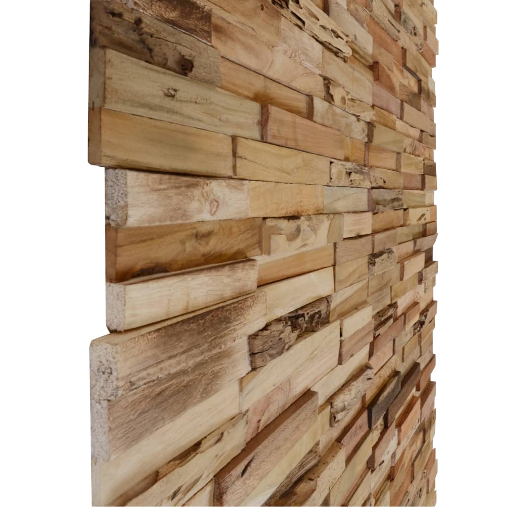 Pannelli di copertura murale da 10 pezzi in teak riciclato