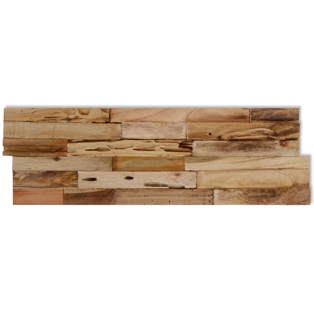 Pannelli di copertura murale da 10 pezzi in teak riciclato