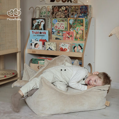 Pouf enfant carré en velours côtelé