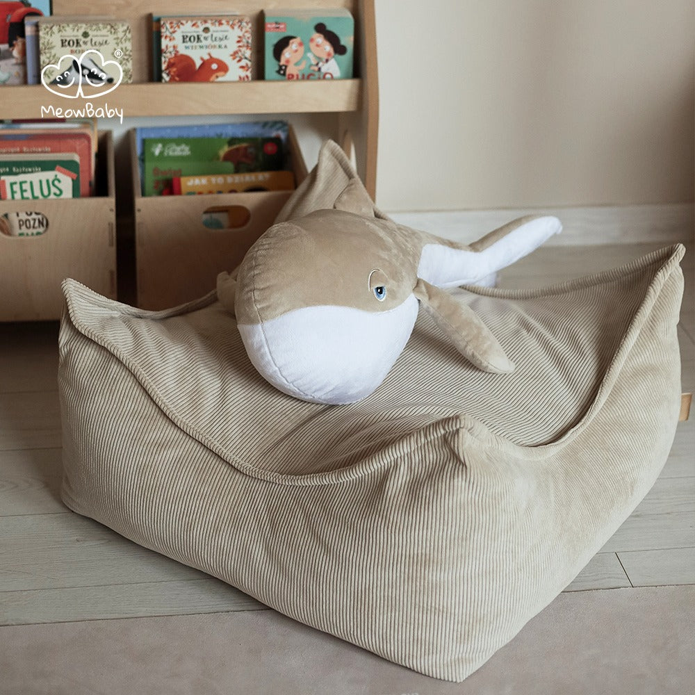 Pouf enfant carré en velours côtelé