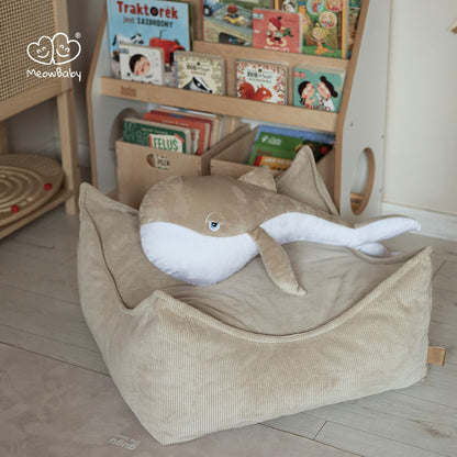 Pouf enfant carré en velours côtelé