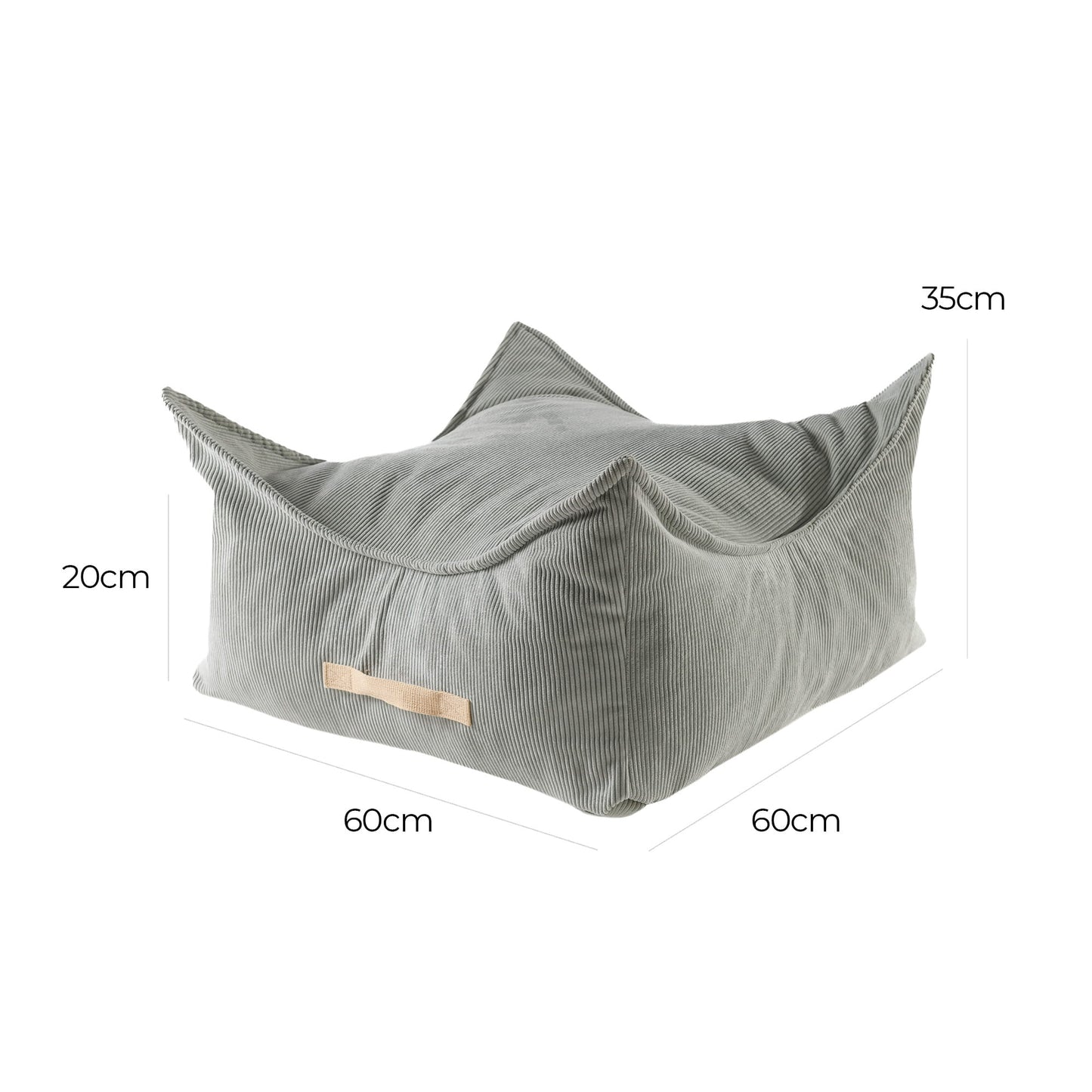 Pouf enfant carré en velours côtelé