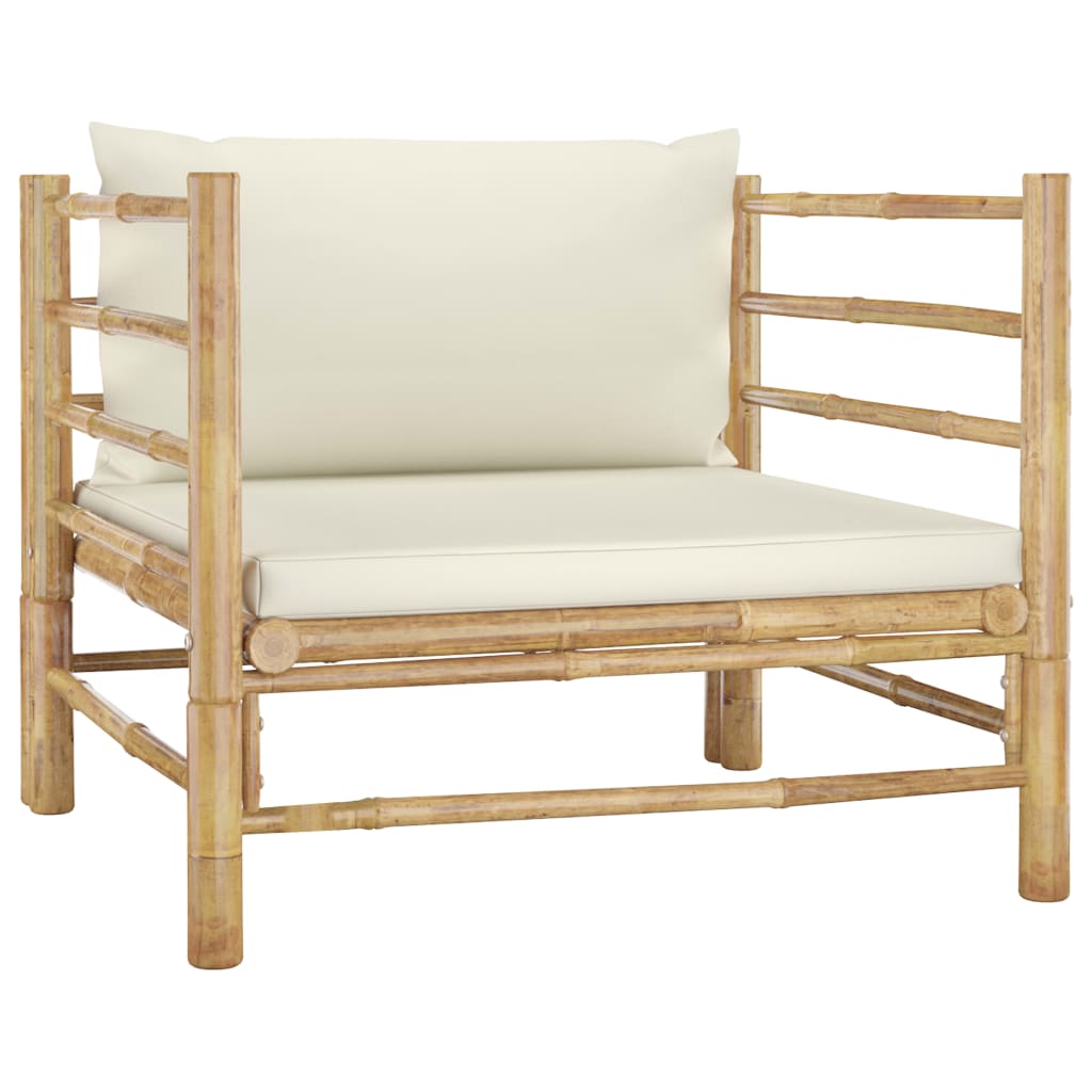 7 -room bamboo garden furniture with white Bali cream cushion