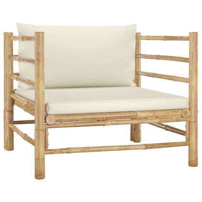 7 -room bamboo garden furniture with white Bali cream cushion
