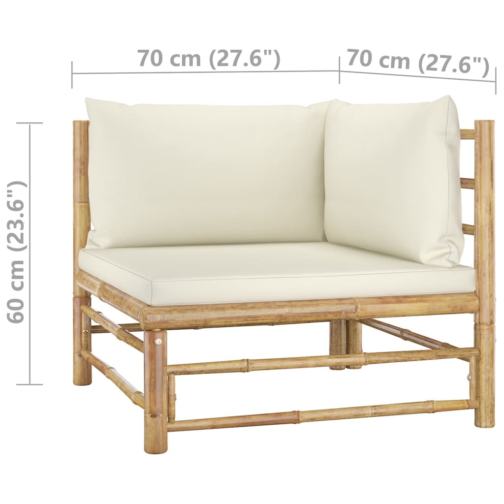 7 -room bamboo garden furniture with white Bali cream cushion