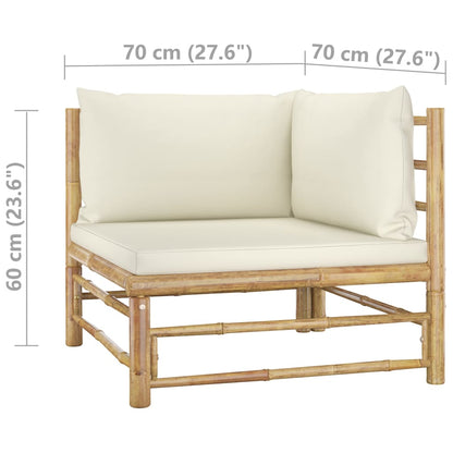 Muebles de jardín XXL 12 salas de bambú con cojín de crema de bali blanco