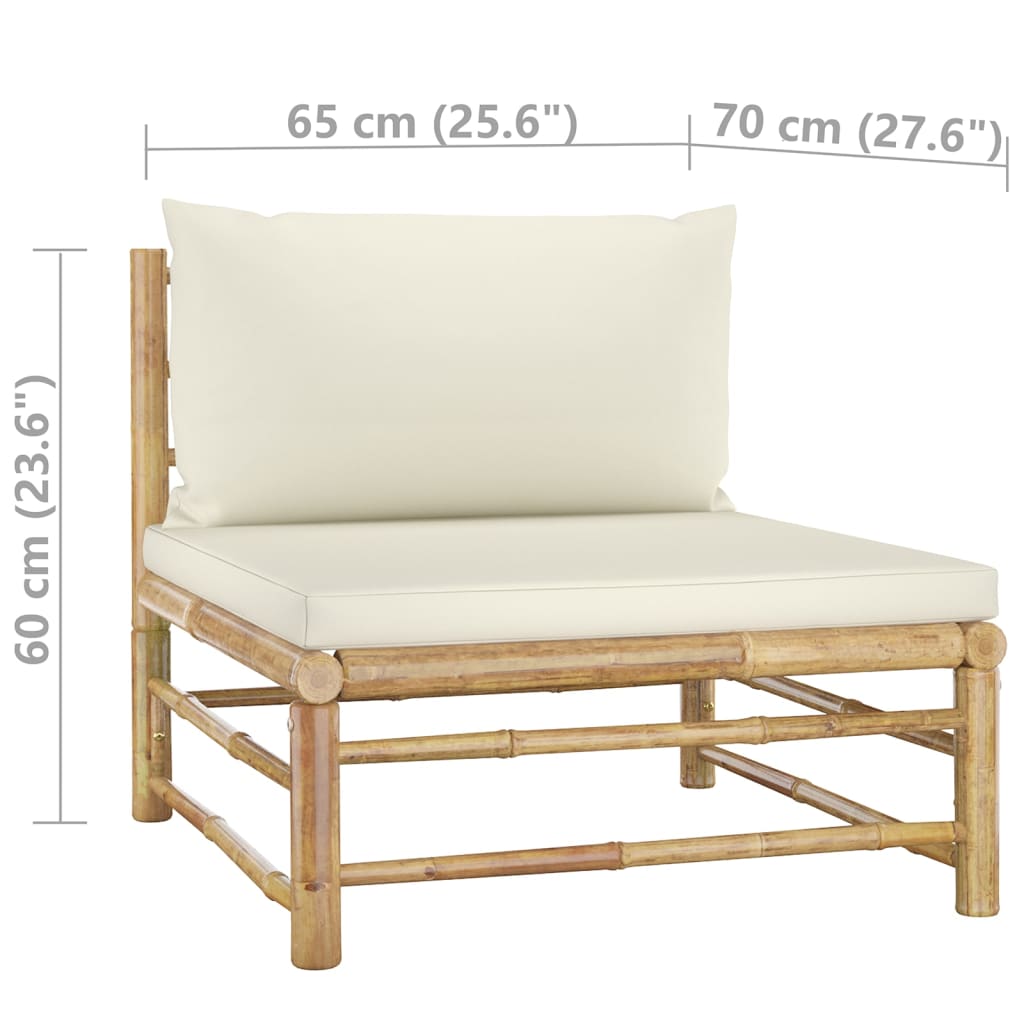 7 -room bamboo garden furniture with white Bali cream cushion