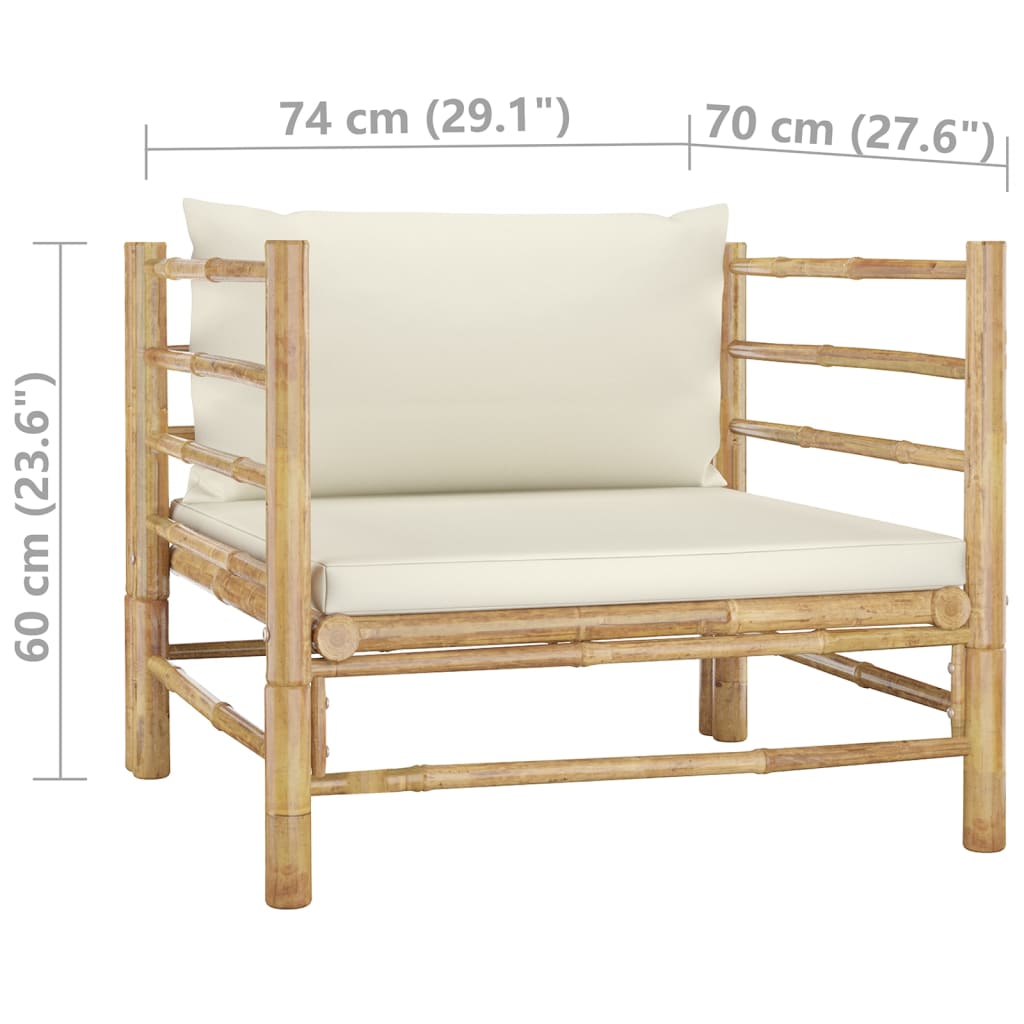 7 -room bamboo garden furniture with white Bali cream cushion