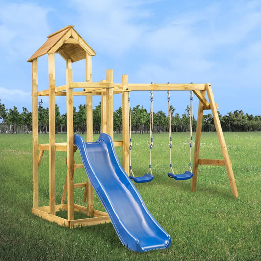 Playhouse Bois Structure de jeu Maisonnette avec toboggan Pin IMPREGNE