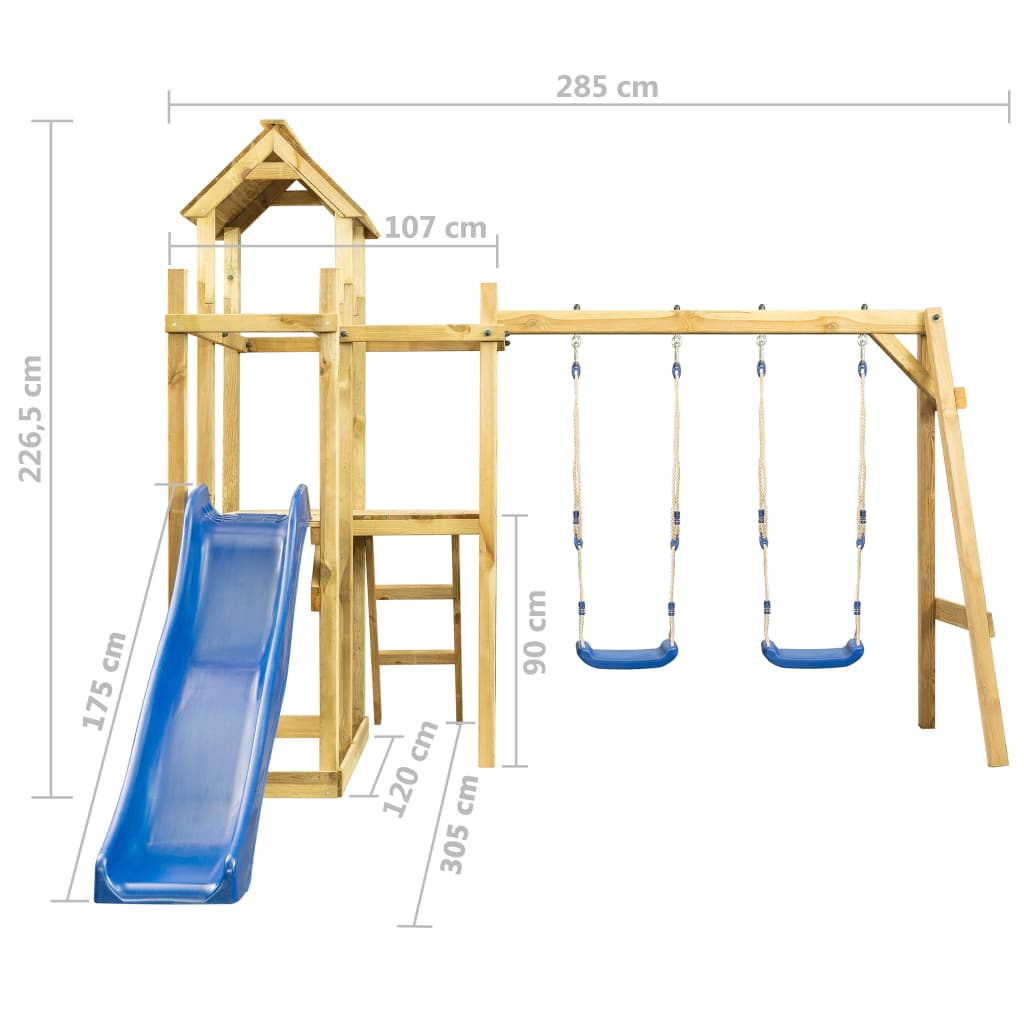 Playhouse Bois Structure de jeu Maisonnette avec toboggan Pin IMPREGNE