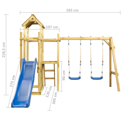 Playhouse Bois Structure de jeu Maisonnette avec toboggan Pin IMPREGNE