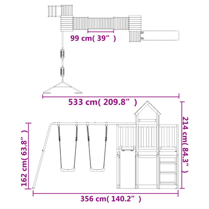 Playhouse Structure de jeu Maisonnette d'escalade XXL avec balançoire et toboggan