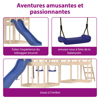 Playhouse Structure de jeu Maisonnette d'escalade XXL avec balançoire et toboggan