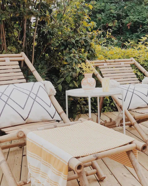 Relax transat d'extérieur avec repose-pied Bambou BALI