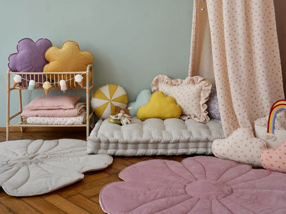 Tapis moelleux velours pour enfant flower Crème "Cream yucca"