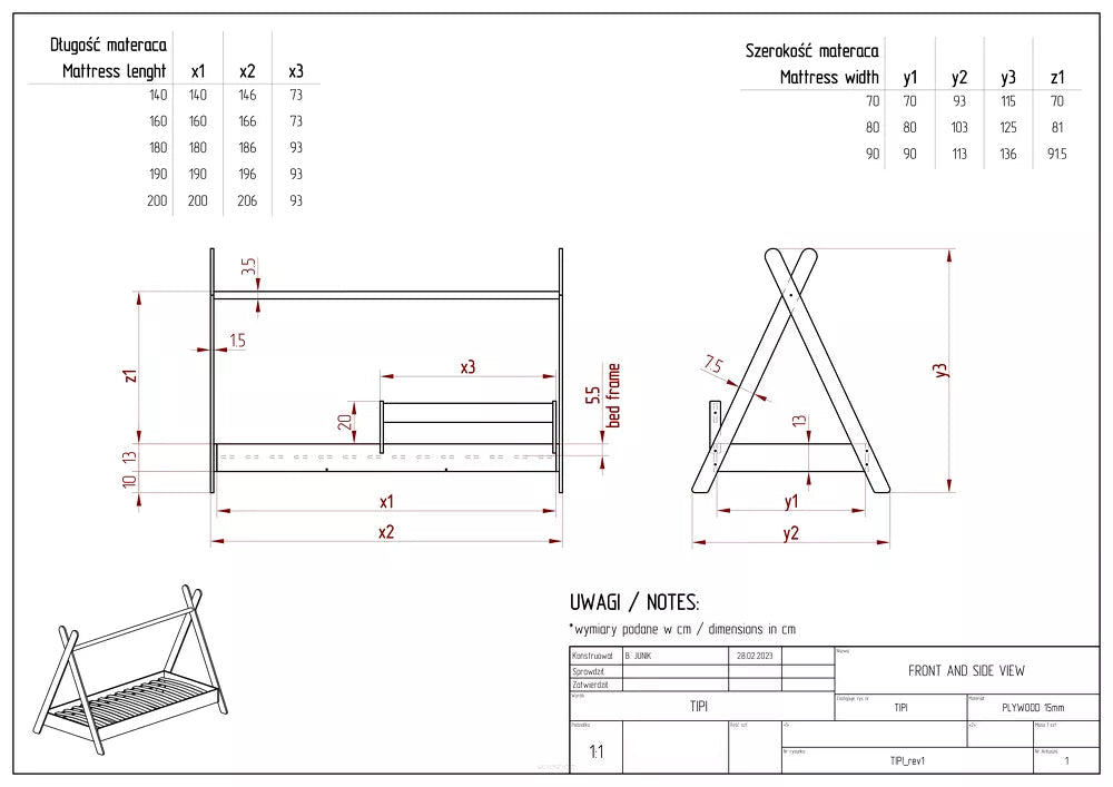 Lit tipi S avec barrière